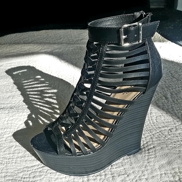 JustFab Shoes - 6 Inch Black Wedge